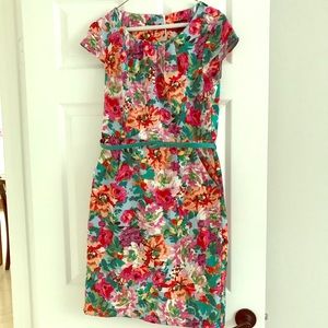 Bright floral belted dress